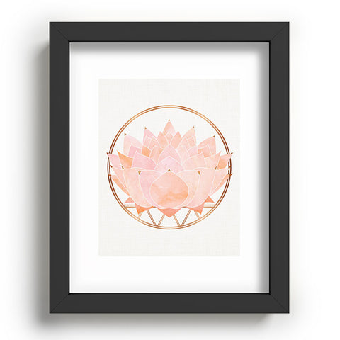 Modern Tropical Blush Zen Lotus Recessed Framing Rectangle