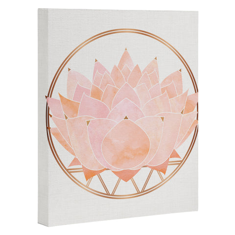 Modern Tropical Blush Zen Lotus Art Canvas