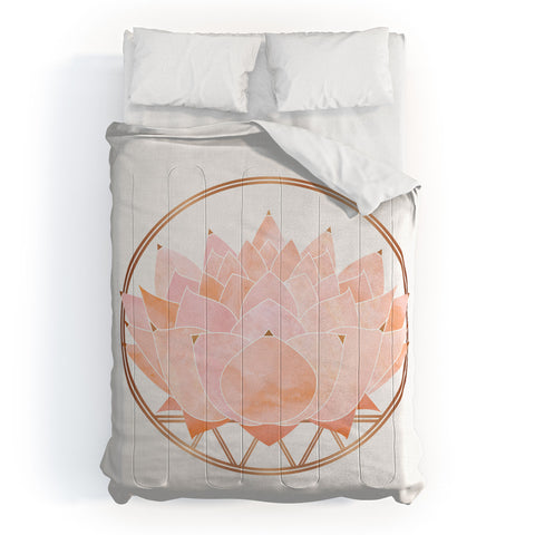 Modern Tropical Blush Zen Lotus Comforter