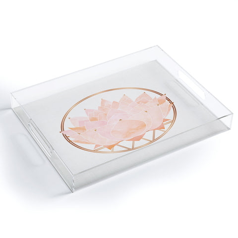 Modern Tropical Blush Zen Lotus Acrylic Tray