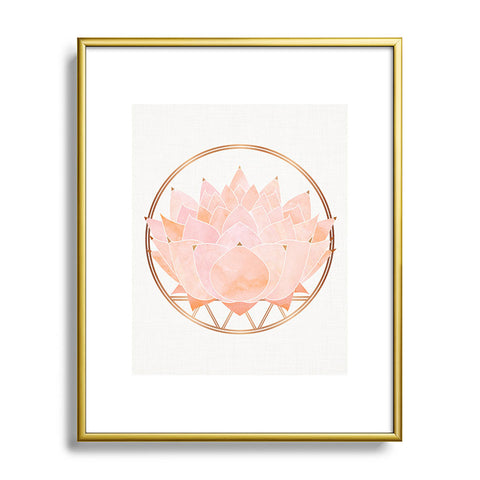 Modern Tropical Blush Zen Lotus Metal Framed Art Print