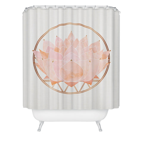Modern Tropical Blush Zen Lotus Shower Curtain