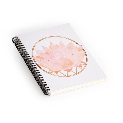 Modern Tropical Blush Zen Lotus Spiral Notebook