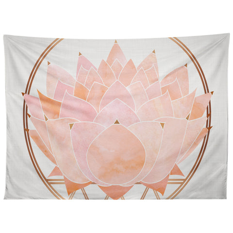 Modern Tropical Blush Zen Lotus Tapestry
