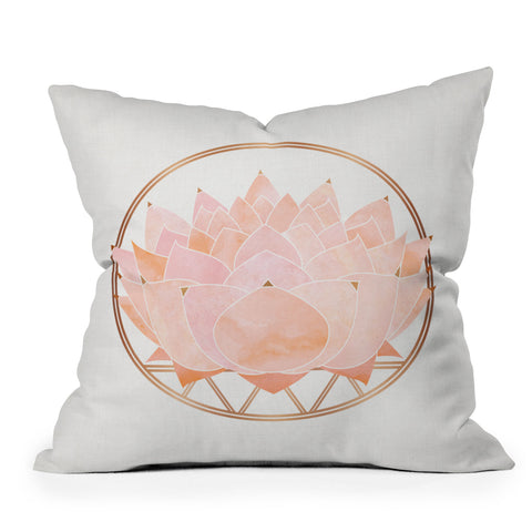 Modern Tropical Blush Zen Lotus Throw Pillow