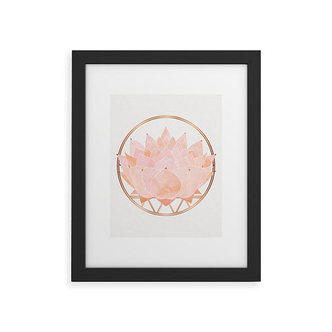 Modern Tropical Blush Zen Lotus Framed Art Print