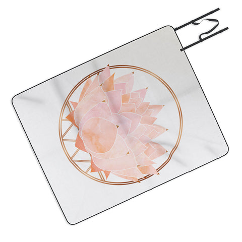 Modern Tropical Blush Zen Lotus Picnic Blanket