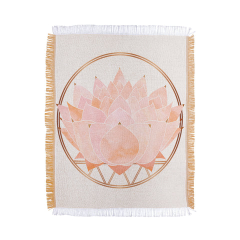 Modern Tropical Blush Zen Lotus Throw Blanket