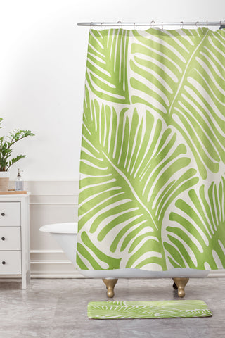 Modern Tropical Bohemian Fern Shower Curtain And Mat