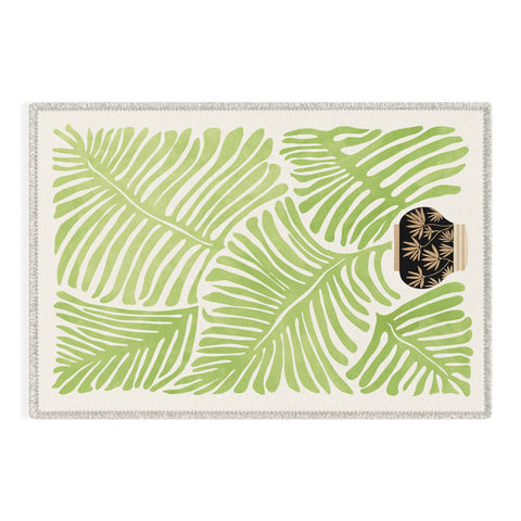 Modern Tropical Bohemian Fern Outdoor Rug