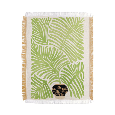 Modern Tropical Bohemian Fern Throw Blanket