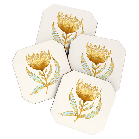 Modern Tropical Bohemian Sunflower Coaster Set