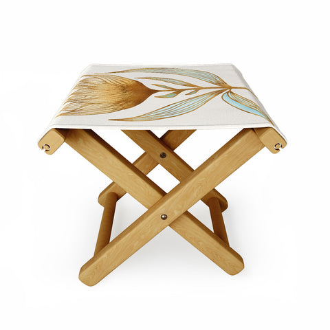Modern Tropical Bohemian Sunflower Folding Stool