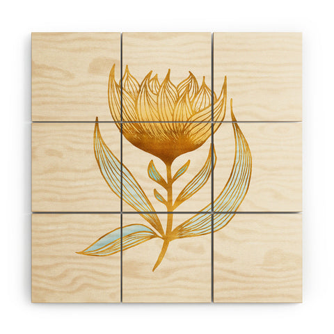 Modern Tropical Bohemian Sunflower Wood Wall Mural