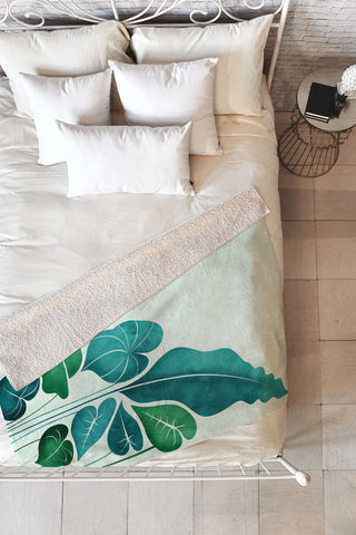 Modern Tropical Cacophony Fleece Throw Blanket