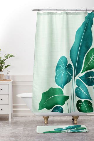 Modern Tropical Cacophony Shower Curtain And Mat