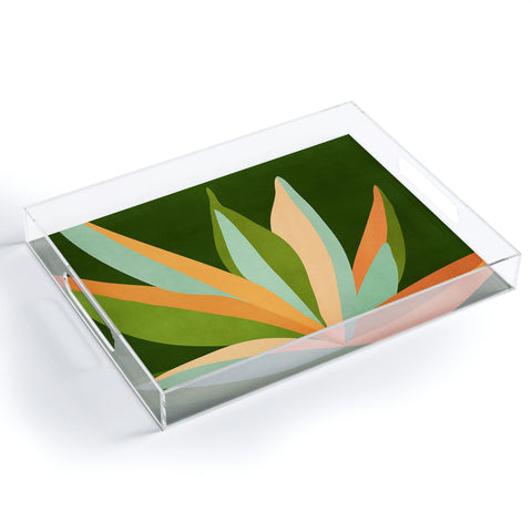 Modern Tropical Colorful Agave Painted Cactus Acrylic Tray