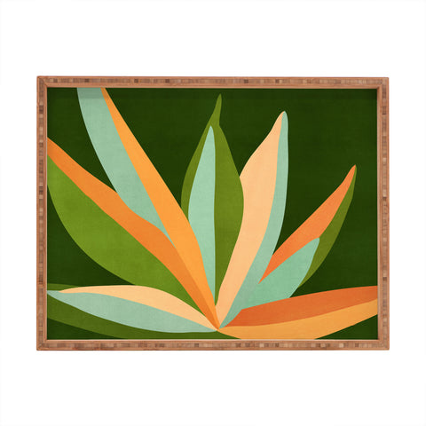 Modern Tropical Colorful Agave Painted Cactus Rectangular Tray