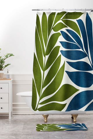 Modern Tropical Deep Woods Shower Curtain And Mat