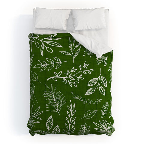 Modern Tropical Emerald Forest Botanical Comforter