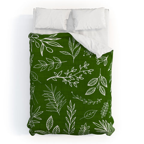 Modern Tropical Emerald Forest Botanical Duvet Cover