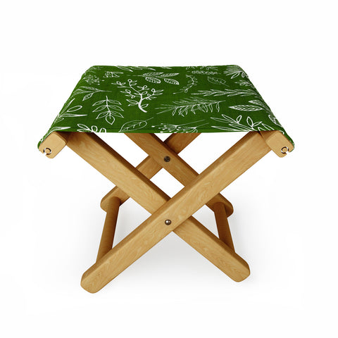Modern Tropical Emerald Forest Botanical Folding Stool