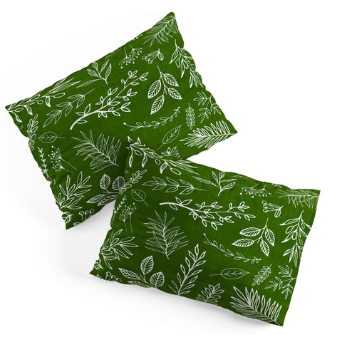 Modern Tropical Emerald Forest Botanical Pillow Shams