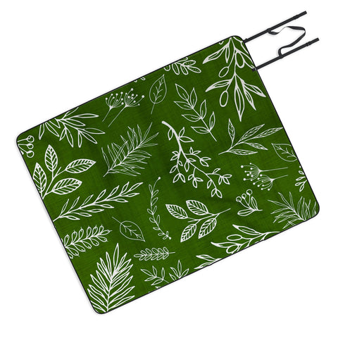 Modern Tropical Emerald Forest Botanical Picnic Blanket
