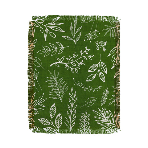 Modern Tropical Emerald Forest Botanical Throw Blanket