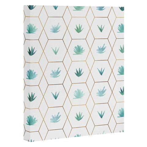Modern Tropical Geometric Succulents Art Canvas