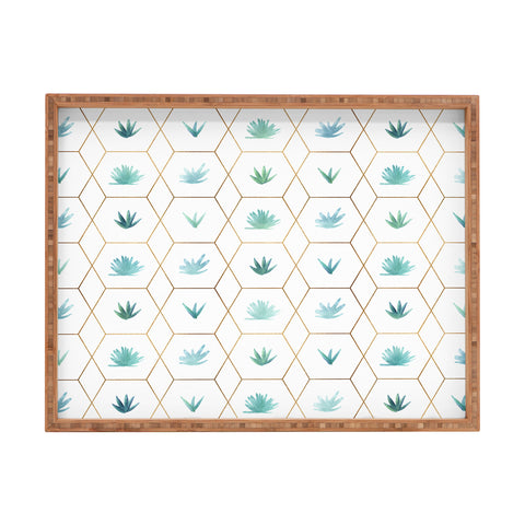 Modern Tropical Geometric Succulents Rectangular Tray