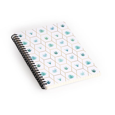 Modern Tropical Geometric Succulents Spiral Notebook