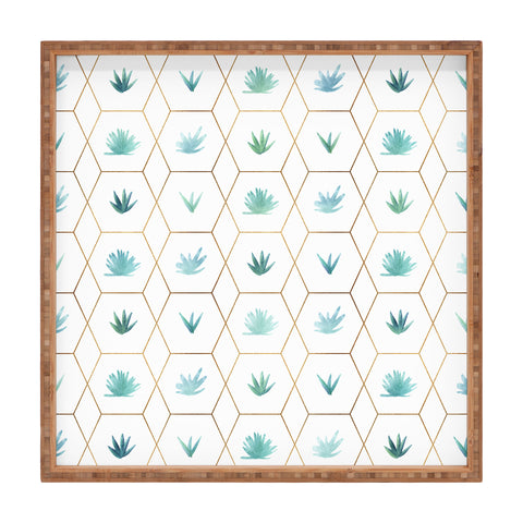 Modern Tropical Geometric Succulents Square Tray
