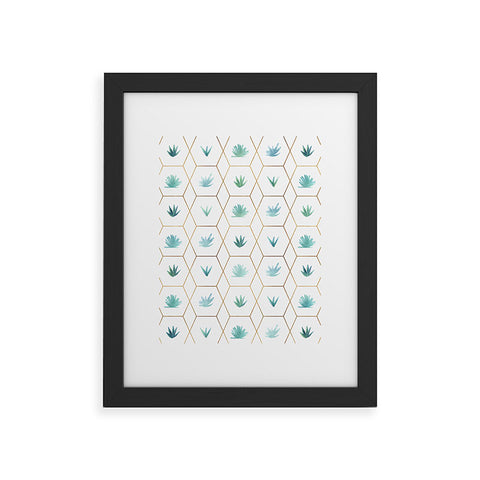 Modern Tropical Geometric Succulents Framed Art Print