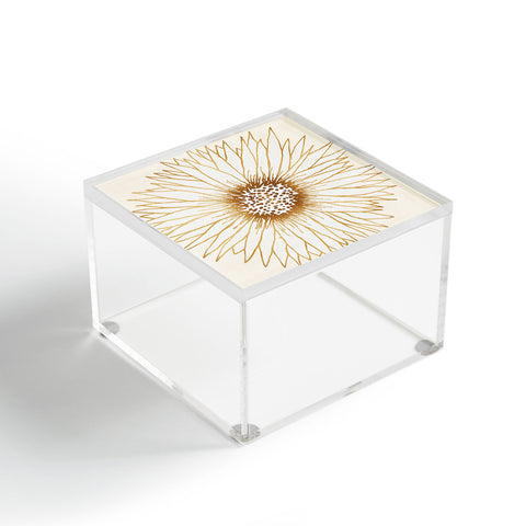 Modern Tropical Gold Sunflower Acrylic Box