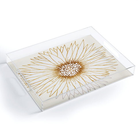 Modern Tropical Gold Sunflower Acrylic Tray