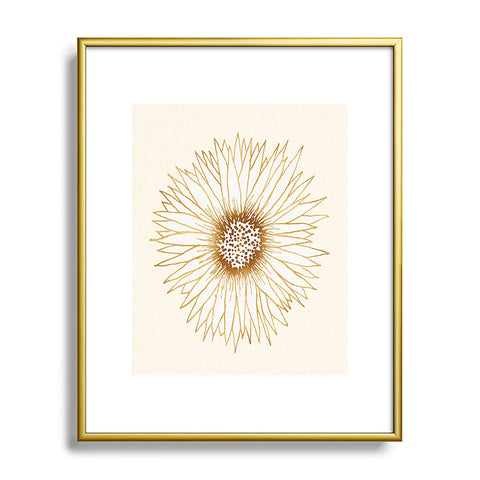 Modern Tropical Gold Sunflower Metal Framed Art Print