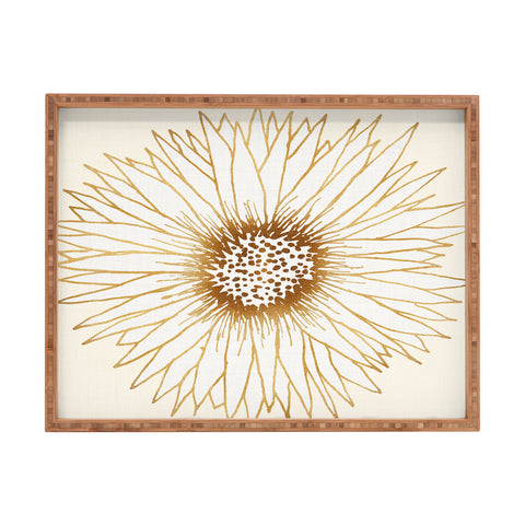 Modern Tropical Gold Sunflower Rectangular Tray