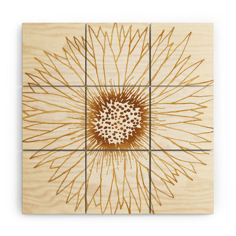 Modern Tropical Gold Sunflower Wood Wall Mural