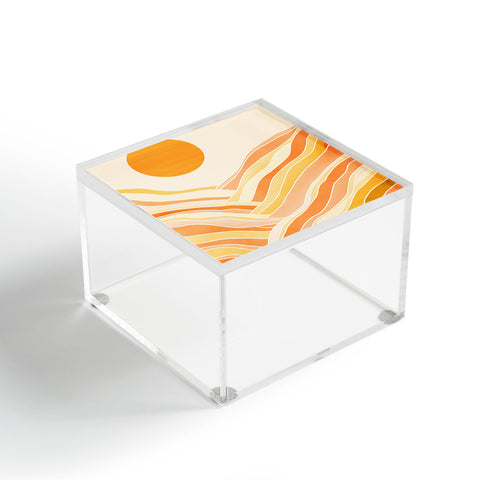 Modern Tropical Golden Mountain Sunset Acrylic Box