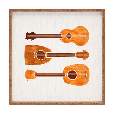 Modern Tropical Hawaiian Ukuleles Square Tray