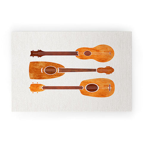 Modern Tropical Hawaiian Ukuleles Welcome Mat