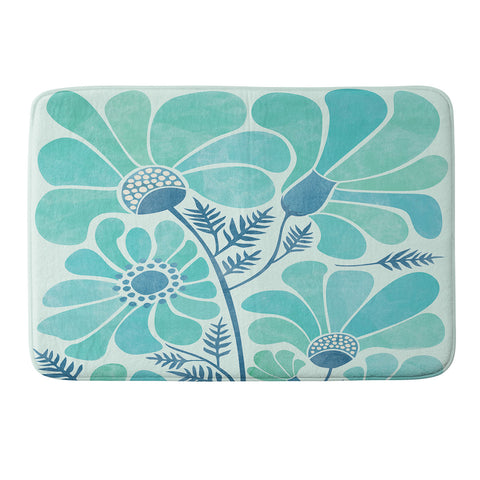 Modern Tropical Himalayan Blue Poppies II Memory Foam Bath Mat