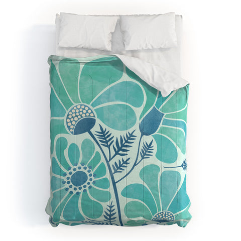 Modern Tropical Himalayan Blue Poppies II Comforter