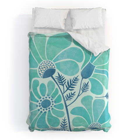 Modern Tropical Himalayan Blue Poppies II Duvet Cover