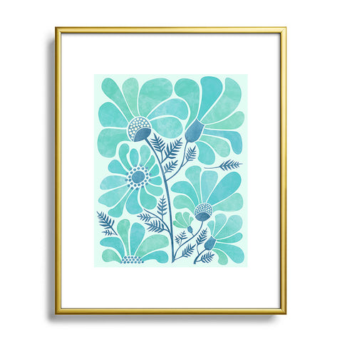 Modern Tropical Himalayan Blue Poppies II Metal Framed Art Print
