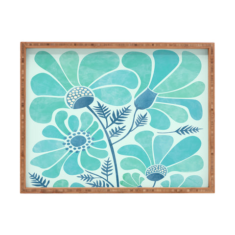 Modern Tropical Himalayan Blue Poppies II Rectangular Tray