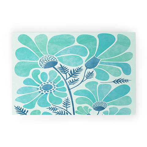Modern Tropical Himalayan Blue Poppies II Welcome Mat