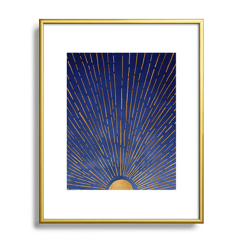 Modern Tropical Indigo Twilight Metal Framed Art Print