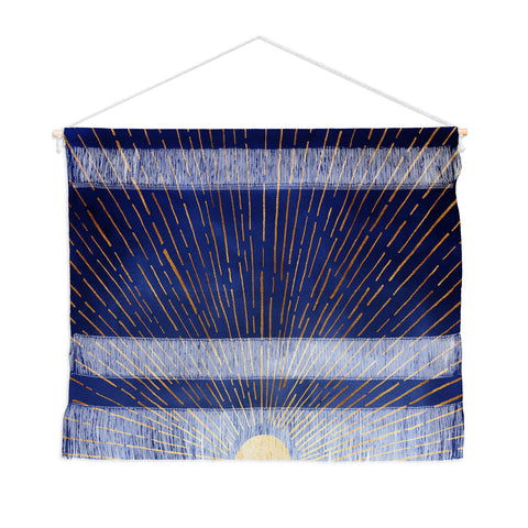 Modern Tropical Indigo Twilight Wall Hanging Landscape